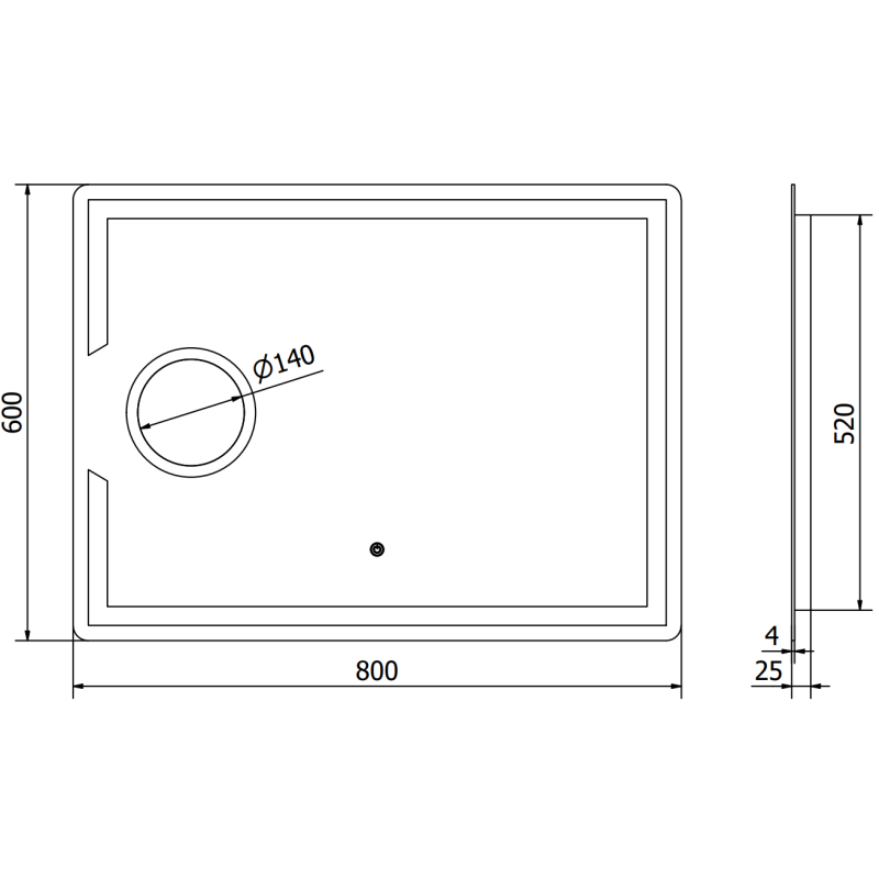 Mexen Onyx illuminated bathroom mirror with cosmetic mirror 80 x 60 cm, LED 6000K, anti-fog - 9813-080-060-611-00