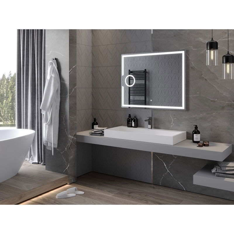 Mexen Onyx apgaismots vannas istabas spogulis ar kosmētikas spoguli 100 x 80 cm, LED 6000K, pret tvaiku - 9813-100-080-611-00
