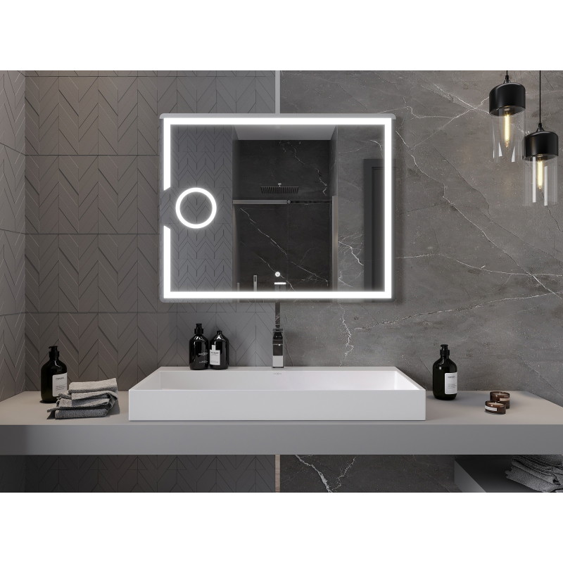 Mexen Onyx espejo de baño iluminado con espejo cosmético 100 x 80 cm, LED 6000K, antivaho - 9813-100-080-611-00