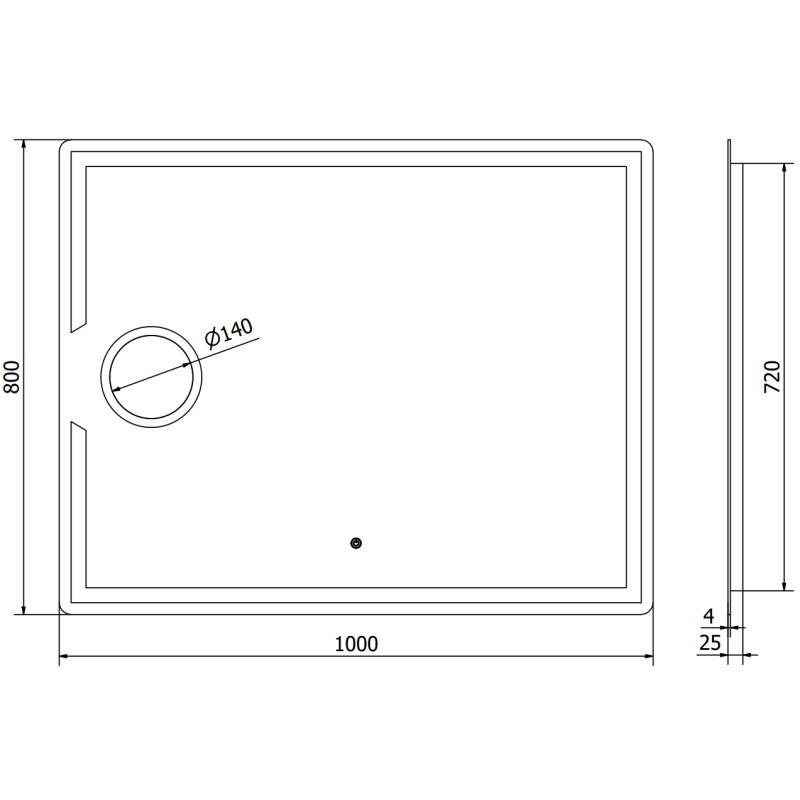 Mexen Onyx miroir de salle de bain éclairé avec miroir cosmétique 100 x 80 cm, LED 6000K, anti-buée - 9813-100-080-611-00