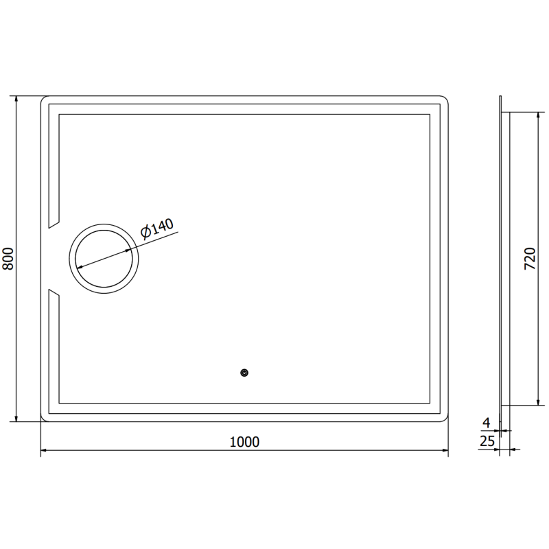 Mexen Onyx specchio da bagno retroilluminato con specchietto cosmetico 100 x 80 cm, LED 6000K, antiappannamento