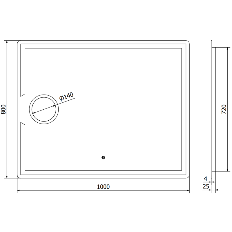 Mexen Onyx verlichte badkamerspiegel met cosmeticaspiegel 100 x 80 cm, LED 6000K, anti-condens - 9813-100-080-611-00