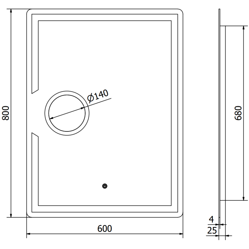 Mexen Onyx upplyst badrumsspegel med kosmetisk spegel 60 x 80 cm, LED 6000K, antifog - 9813-060-080-611-00
