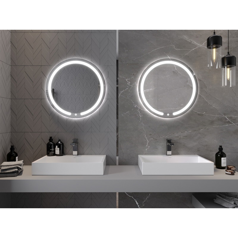 Mexen Rose miroir de salle de bain éclairé, rond 60 cm, LED 6000K, anti-buée - 9810-060-060-611-00