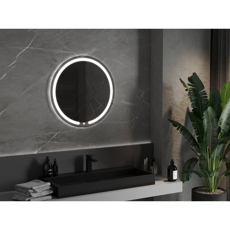 Mexen Rose verlichte badkamer spiegel, rond 70 cm, LED 6000K, anti-condens - 9810-070-070-611-00