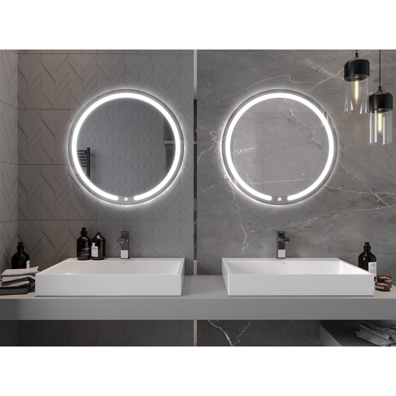 Mexen Rose verlichte badkamer spiegel, rond 70 cm, LED 6000K, anti-condens - 9810-070-070-611-00