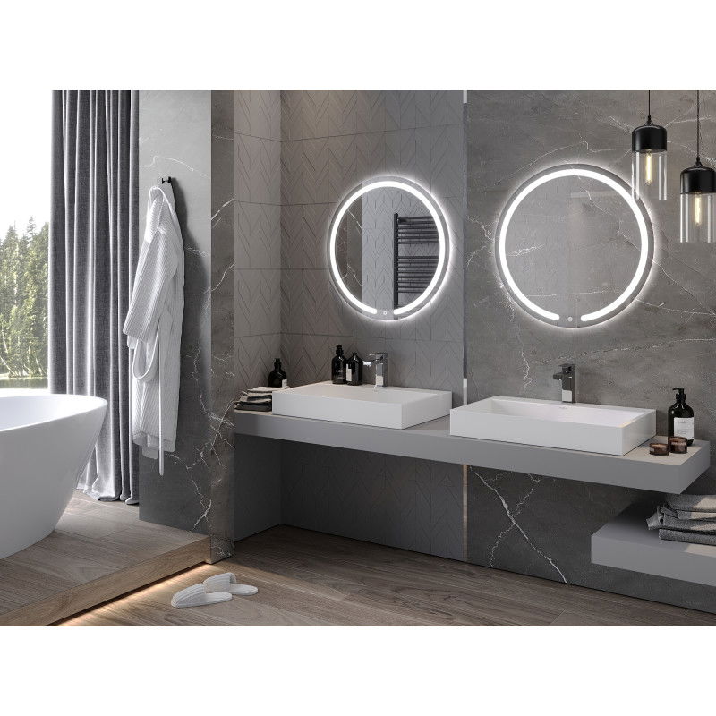 Mexen Rose specchio da bagno retroilluminato, rotondo 70 cm, LED 6000K, antiappannamento - 9810-070-070-611-00