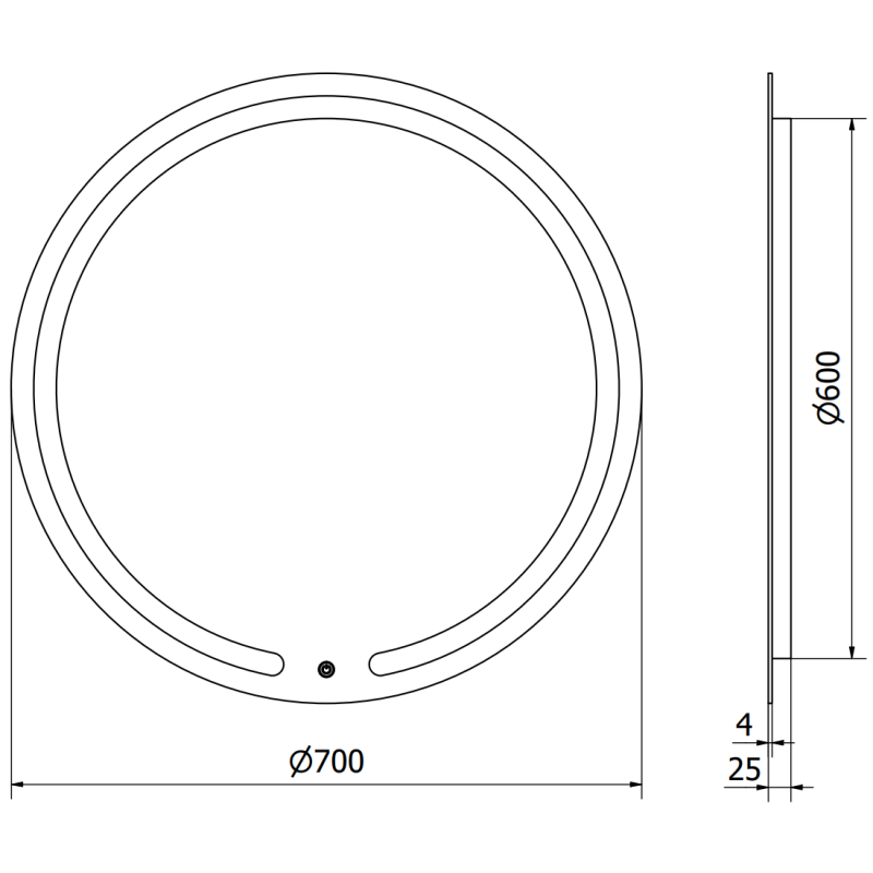 Mexen Rose beleuchteter runder Badezimmerspiegel, 70 cm, LED 6000K, Antibeschlag - 9810-070-070-611-00