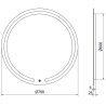 Mexen Rose beleuchteter runder Badezimmerspiegel, 70 cm, LED 6000K, Antibeschlag - 9810-070-070-611-00