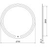 Mexen Rose verlichte badkamer spiegel, rond 70 cm, LED 6000K, anti-condens - 9810-070-070-611-00