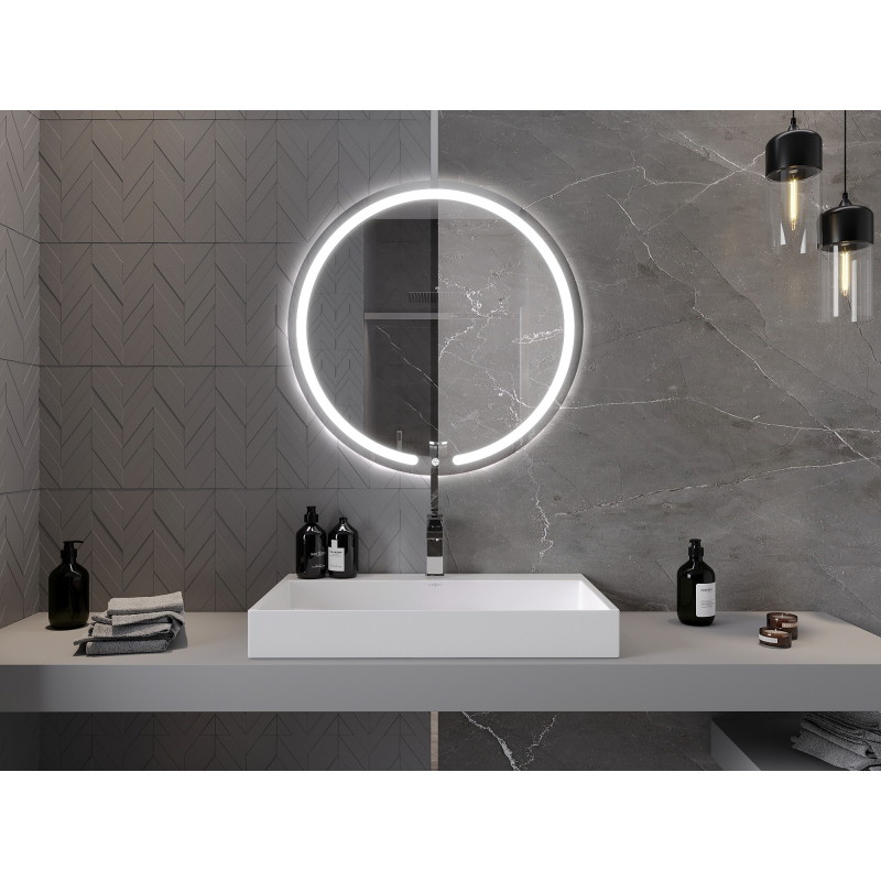 Mexen Rose miroir de salle de bain éclairé, rond 80 cm, LED 6000K, anti-buée - 9810-080-080-611-00