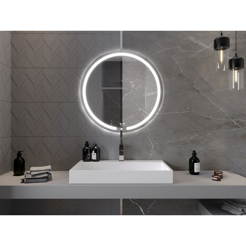 Mexen Rose specchio da bagno illuminato, rotondo 80 cm, LED 6000K, antiappannamento - 9810-080-080-611-00
