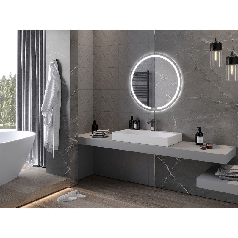 Mexen Rose Beleuchten Buedzëmmer Spigel, ronn 80 cm, LED 6000K, Antidamp - 9810-080-080-611-00