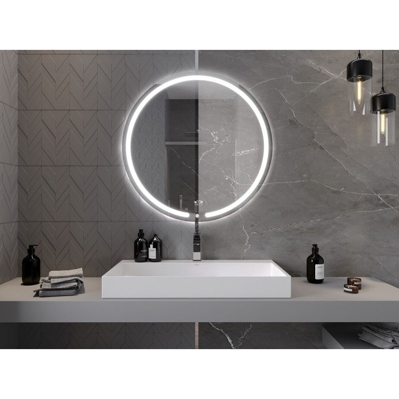 Mexen Rose beleuchteter Badezimmerspiegel, rund 90 cm, LED 6000K, Antibeschlag - 9810-090-090-611-00