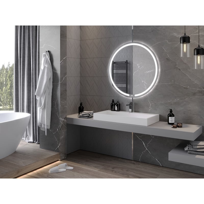 Mexen Rose specchio da bagno illuminato, rotondo 90 cm, LED 6000K, antiappannamento - 9810-090-090-611-00