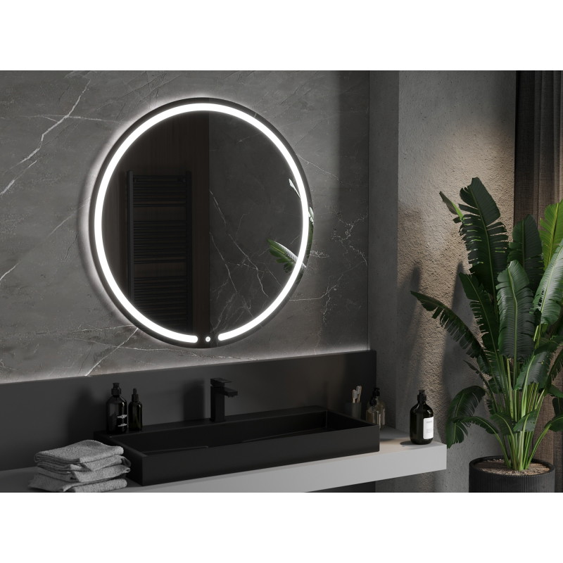Mexen Rose miroir de salle de bain rétroéclairé, rond 100 cm, LED 6000K, anti-buée - 9810-100-100-611-00