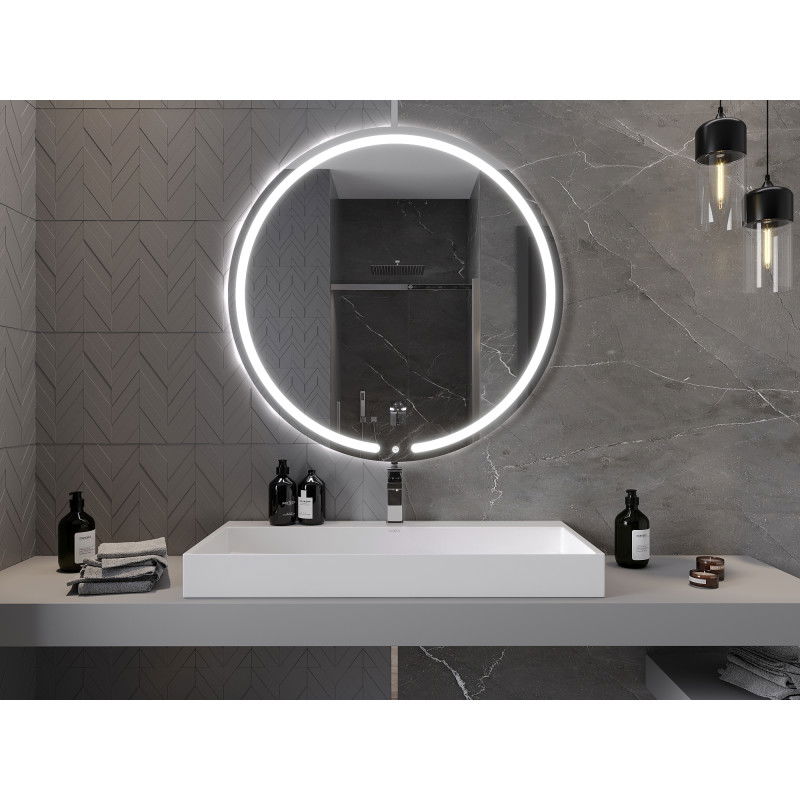 Mexen Rose miroir de salle de bain éclairé, rond 100 cm, LED 6000K, antibuée - 9810-100-100-611-00
