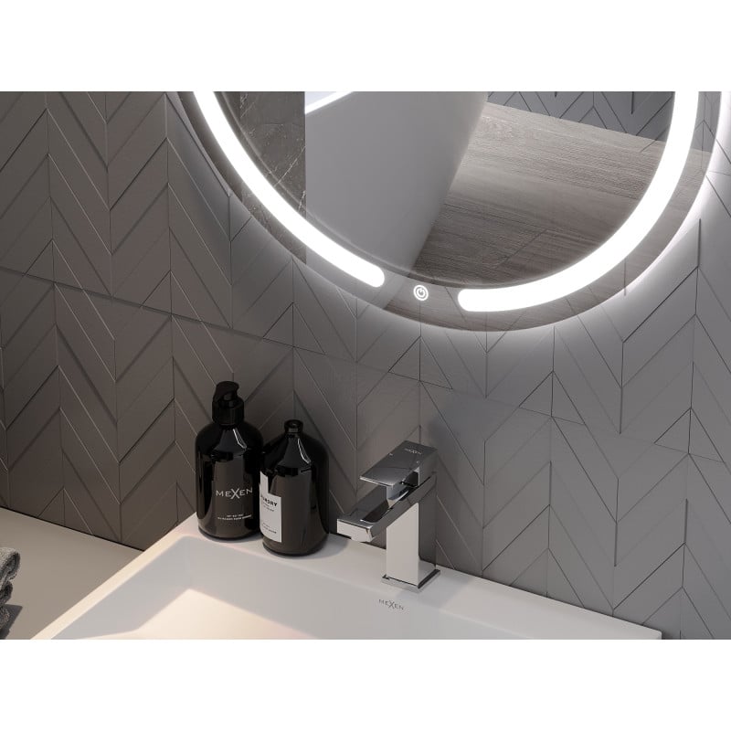 Mexen Rose beleuchteter, runder Badezimmerspiegel 80 cm, LED 6000K, Antibeschlag - 9810-080-080-611-00