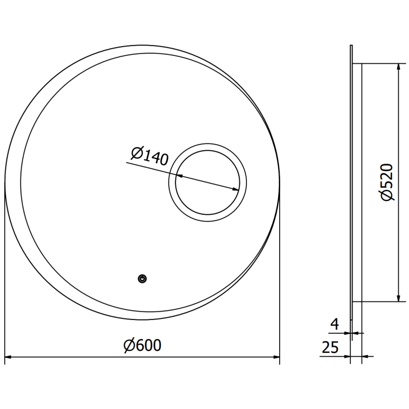 Mexen Ella specchio da bagno illuminato con specchio cosmetico, rotondo 60 cm, LED 6000K, antiappannante - 9811-060-060-611-00