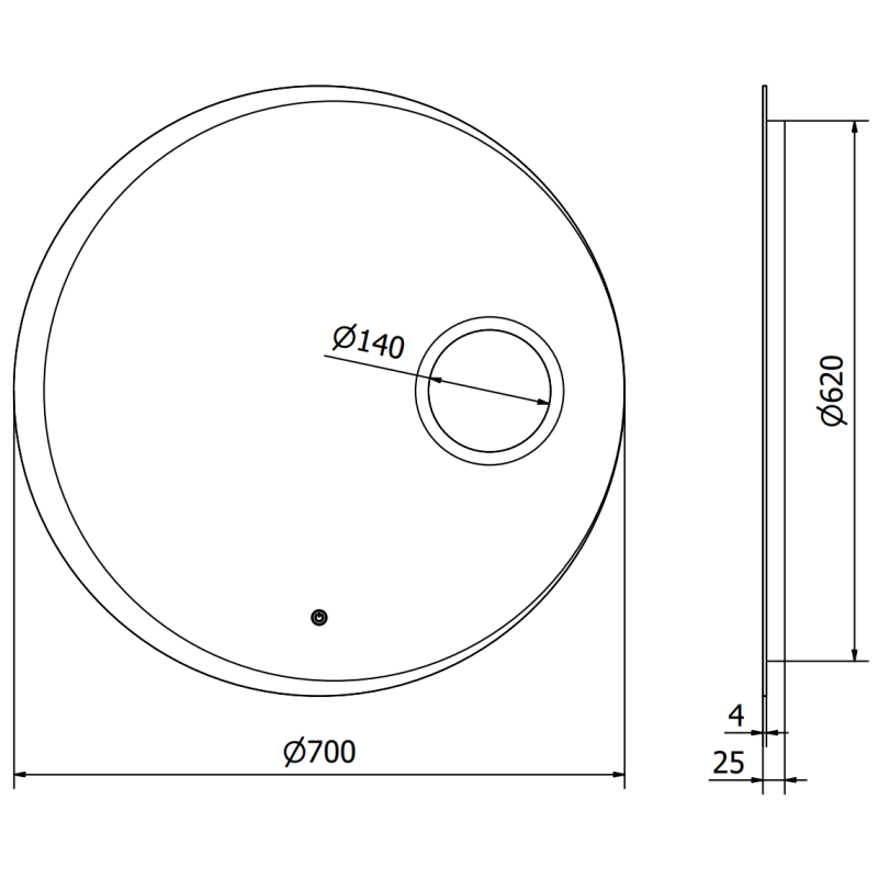 Mexen Ella verlichte badkamer-spiegel met cosmeticaspiegel, rond 70 cm, LED 6000K, anti-condens - 9811-070-070-611-00