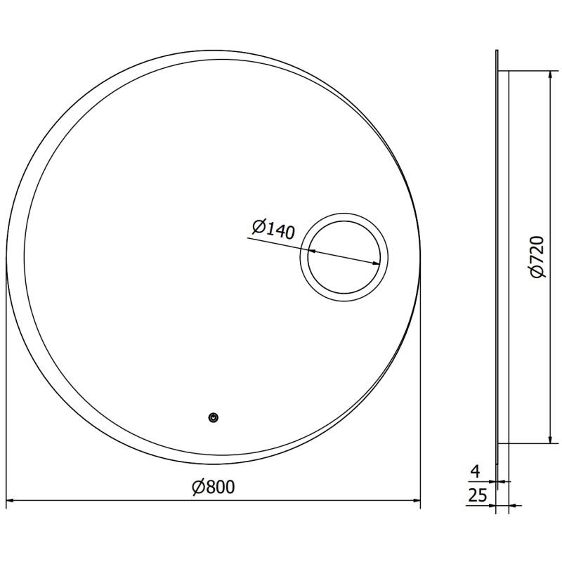 Mexen Ella osvijetljeno ogledalo za kupaonicu s kozmetičkim ogledalom, okruglo 80 cm, LED 6000K, protiv maglenja