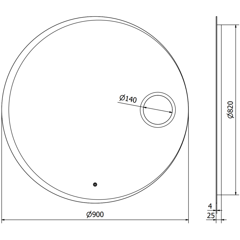 Mexen Ella miroir de salle de bains éclairé avec miroir cosmétique, rond 90 cm, LED 6000K, anti-buée - 9811-090-090-611-00