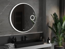 Mexen Ella specchio da bagno illuminato con specchietto cosmetico, rotondo 100 cm, LED 6000K, antinebbia - 9811-100-100-611-00