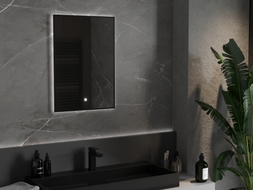 Mexen Erma osvijetljeno kupaonsko ogledalo 50 x 70 cm, LED 6000K, protiv magle, crni okvir - 9814-050-070-611-70