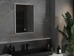 Mexen Erma spiegel voor de badkamer verlicht 50 x 70 cm, LED 6000K, antivlees, zwarte frame - 9814-050-070-611-70