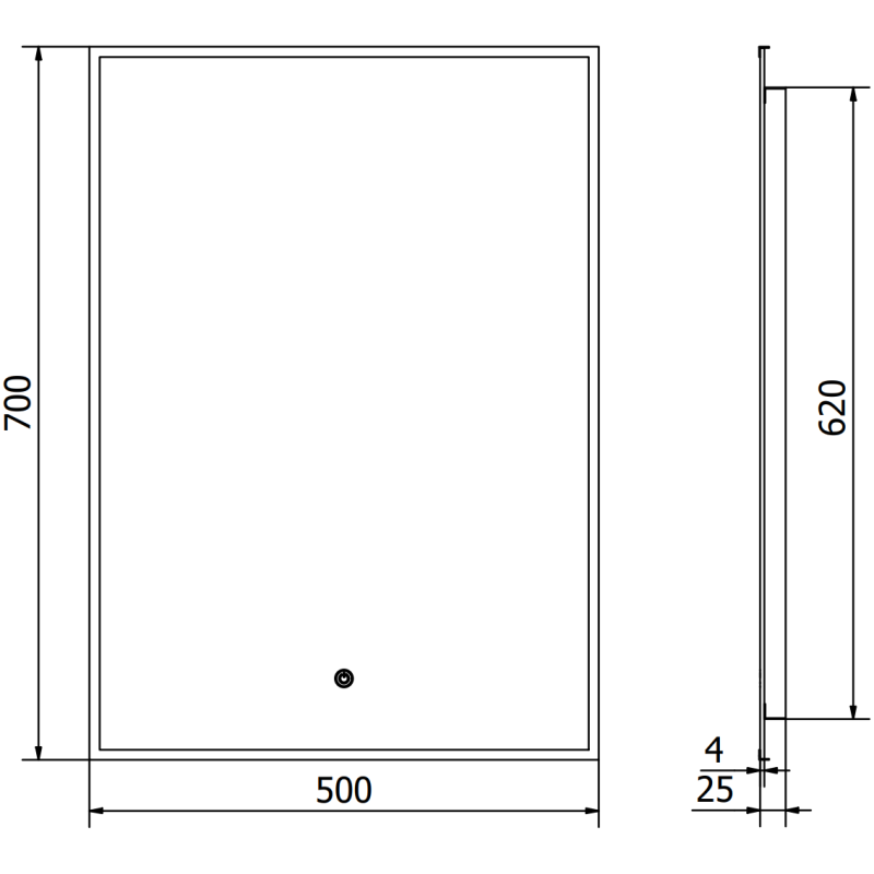 Mexen Erma beleuchteter Badezimmerspiegel 50 x 70 cm, LED 6000K, Antibeschlag, schwarzer Rahmen - 9814-050-070-611-70