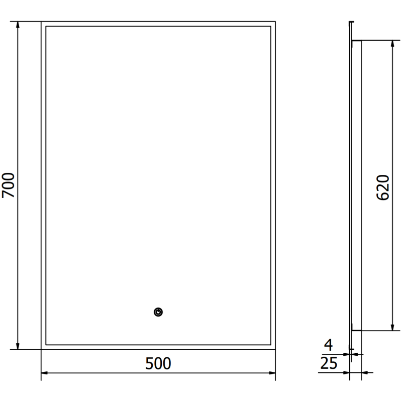 Mexen Erma Buedspigel beliicht 50 x 70 cm, LED 6000K, anti-Verdampfung, schwaarz Rumm - 9814-050-070-611-70