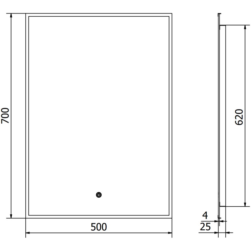 Mexen Erma miroir de salle de bain éclairé 50 x 70 cm, LED 6000K, antibuée, cadre noir - 9814-050-070-611-70