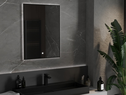 Mexen Erma osvijetljeno kupaonsko ogledalo 60 x 80 cm, LED 6000K, protumagleno, crni okvir - 9814-060-080-611-70