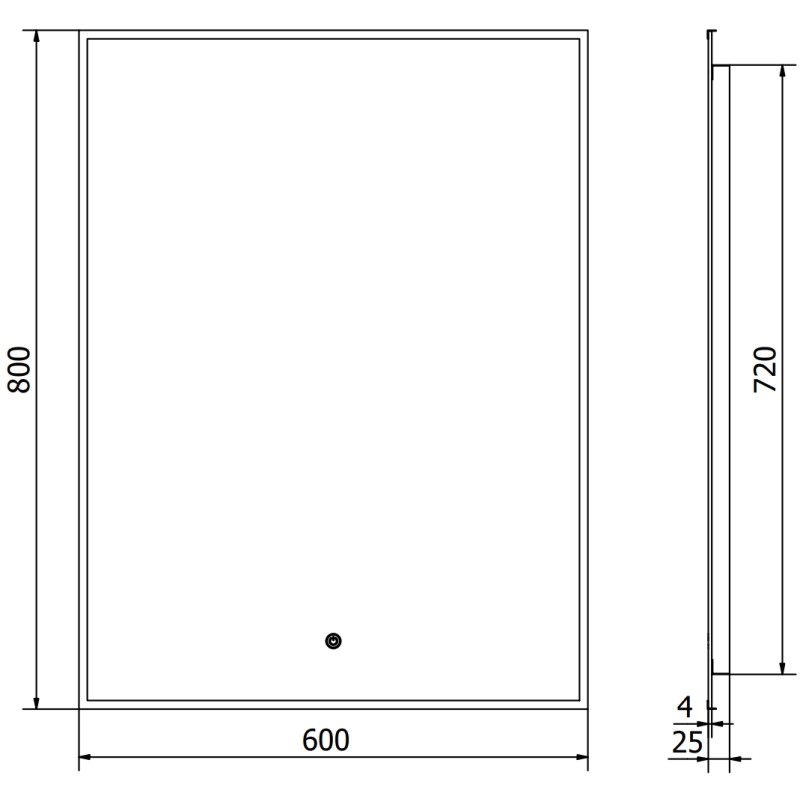 Mexen Erma espejo de baño iluminado 60 x 80 cm, LED 6000K, antivaho, marco negro - 9814-060-080-611-70
