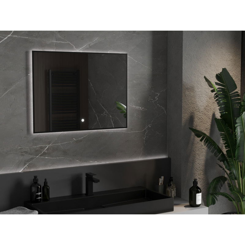 Mexen Erma illuminated bathroom mirror 80 x 60 cm, LED 6000K, anti-fog, black frame - 9814-080-060-611-70
