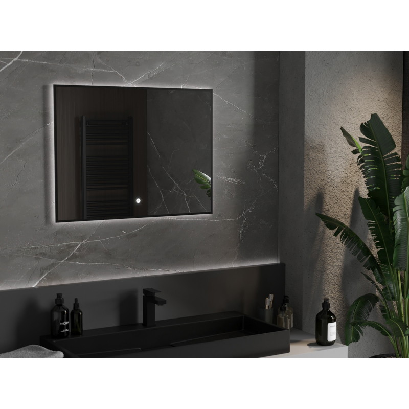 Mexen Erma verlichte badkamerspiegel 80 x 60 cm, LED 6000K, anti-condens, zwarte lijst - 9814-080-060-611-70