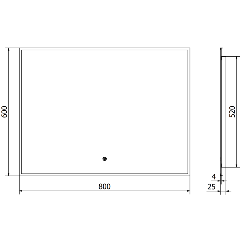 Mexen Erma kopalnica za kopalnico 80 x 60 cm, LED 6000K, proti megljenju, črni okvir - 9814-080-060-611-70