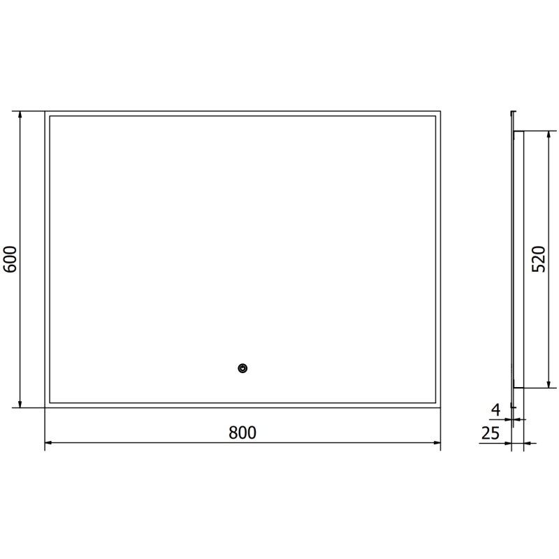 Mexen Erma miroir de salle de bain rétroéclairé 80 x 60 cm, LED 6000K, anti-buée, cadre noir - 9814-080-060-611-70