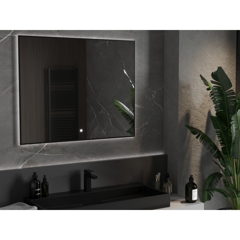Mexen Erma verlicht badkamerspiegel 100 x 80 cm, LED 6000K, antivlamp, zwarte lijst - 9814-100-080-611-70