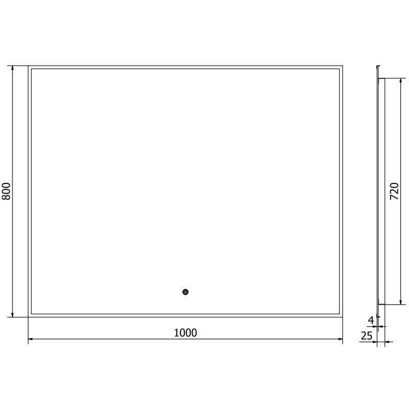 Mexen Erma espejo de baño retroiluminado 100 x 80 cm, LED 6000K, antivaho, marco negro - 9814-100-080-611-70
