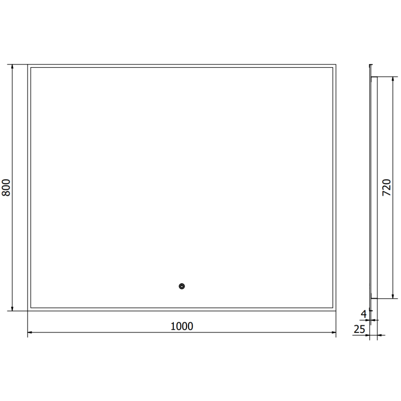 Mexen Erma miroir de salle de bain rétro-éclairé 100 x 80 cm, LED 6000K, anti-buée, cadre noir - 9814-100-080-611-70