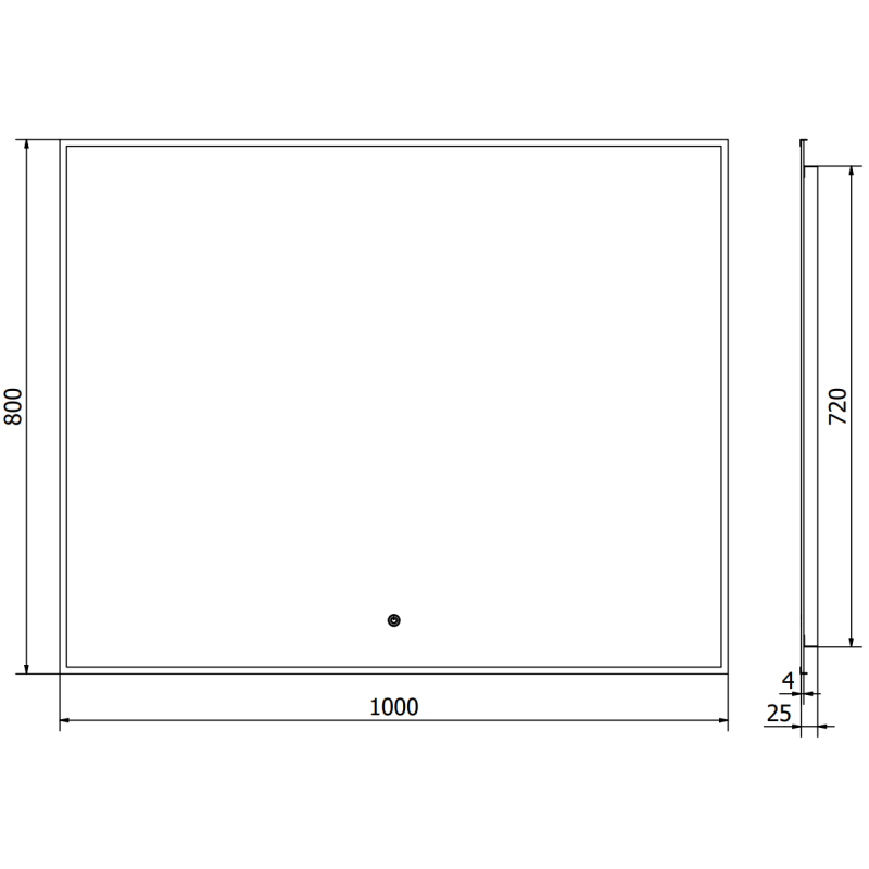 Mexen Erma upplyst badrumsspegel 100 x 80 cm, LED 6000K, antifog, svart ram - 9814-100-080-611-70