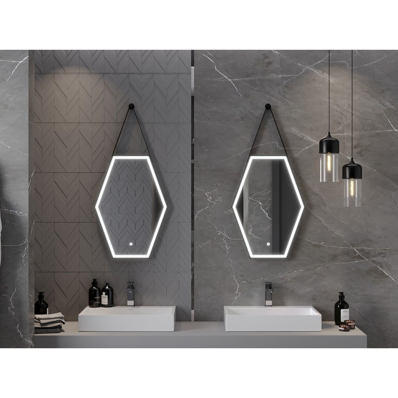 Mexen Orla miroir de salle de bains rétroéclairé 50 x 70 cm, LED 6000K, anti-buée, cadre noir - 9815-050-070-611-70