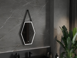 Mexen Orla beleuchteter Badezimmerspiegel 50 x 70 cm, LED 6000K, Antibeschlag, schwarzer Rahmen - 9815-050-070-611-70