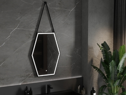 Mexen Orla beleuchteter Badezimmerspiegel 60 x 80 cm, LED 6000K, Antibeschlag, schwarzer Rahmen - 9815-060-080-611-70