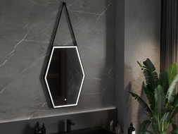 Mexen Orla osvijetljeno kupaonsko ogledalo 60 x 80 cm, LED 6000K, protiv pare, crni okvir - 9815-060-080-611-70