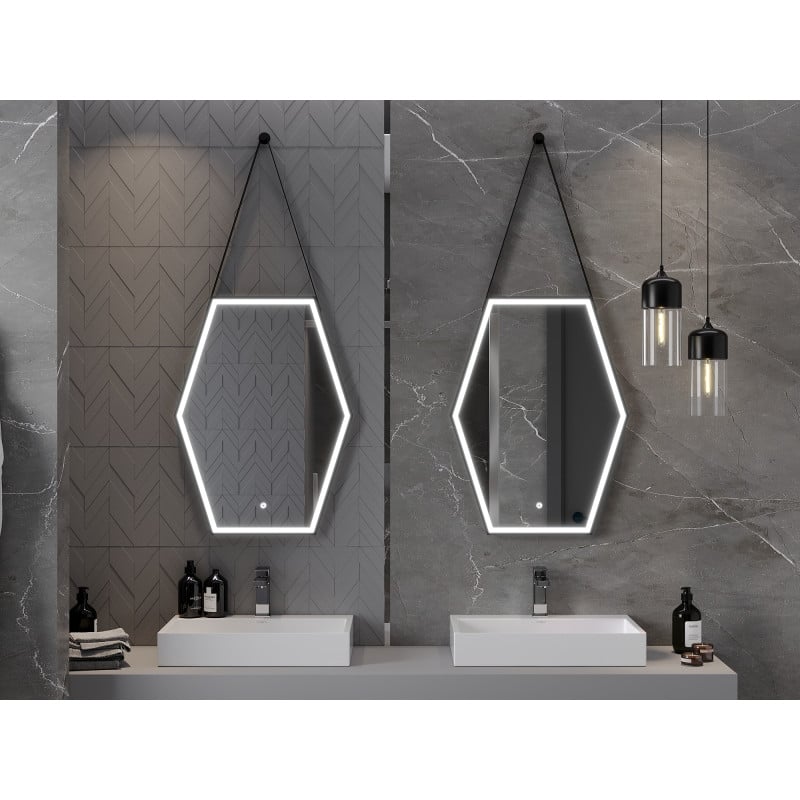 Mexen Orla upplyst badrumsspegel 60 x 80 cm, LED 6000K, anti-dimma, svart ram - 9815-060-080-611-70