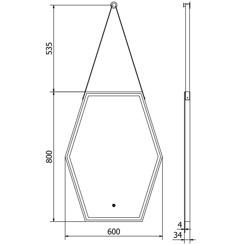 Mexen Orla badkamerspiegel verlicht 60 x 80 cm, LED 6000K, antivries, zwarte lijst - 9815-060-080-611-70