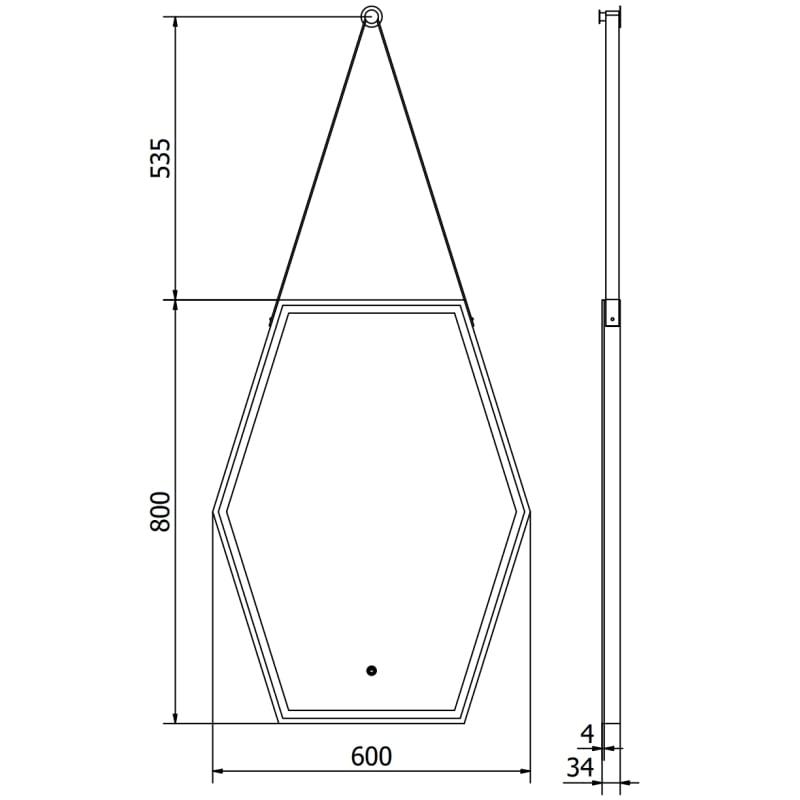 Mexen Orla valgustatud vannitoa peegel 60 x 80 cm, LED 6000K, anti-udu, must raam - 9815-060-080-611-70