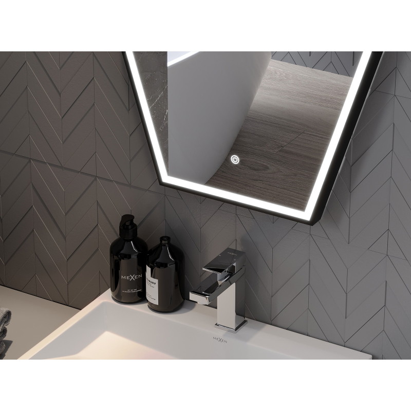 Mexen Orla badkamerspiegel verlicht 60 x 80 cm, LED 6000K, antivries, zwarte lijst - 9815-060-080-611-70